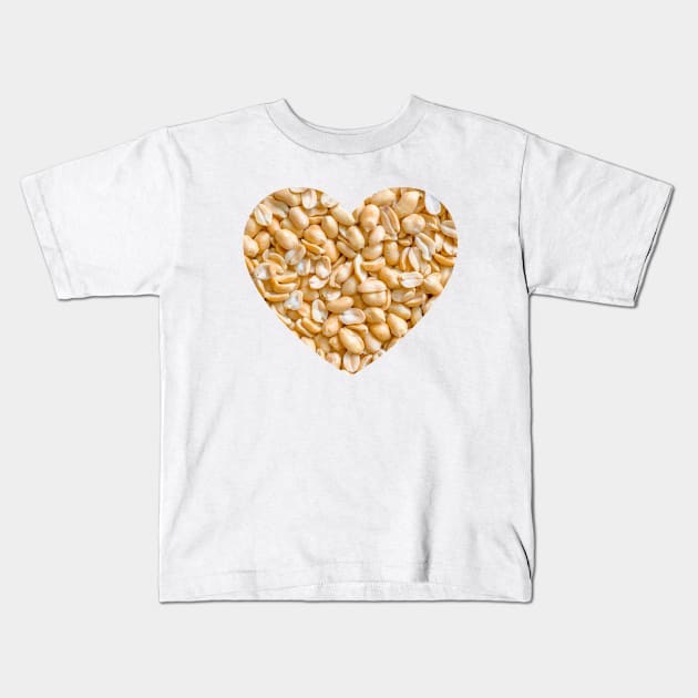 Salted Peanuts Snack Food Heart Photograph Kids T-Shirt by love-fi